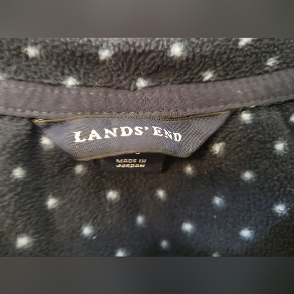 ❤ LANDS END WOMEN'S V-NECK  FLEECE SHIRT NAVY BLUE W/ POLKA DOTS SIZE SMALL 6 /8 - Picture 6 of 7